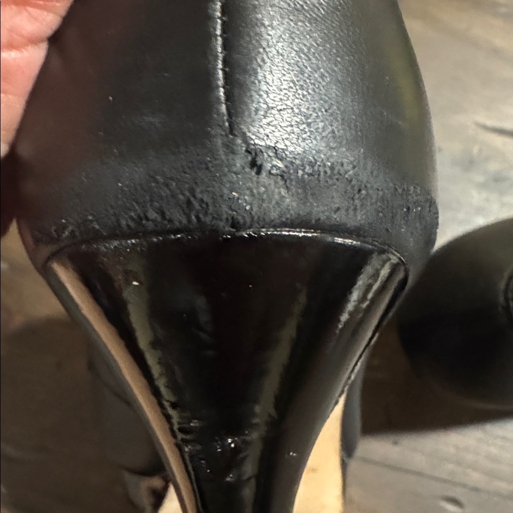 White House Black Market Black Leather Tassel Platform Stiletto Heels-Size 10 - Picture 11 of 11